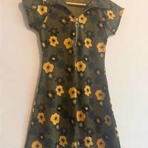 Urban Outfitters Green and Yellow Floral Mini Dress